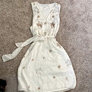 Adelyn Rae sparkly white gold and silver star dress